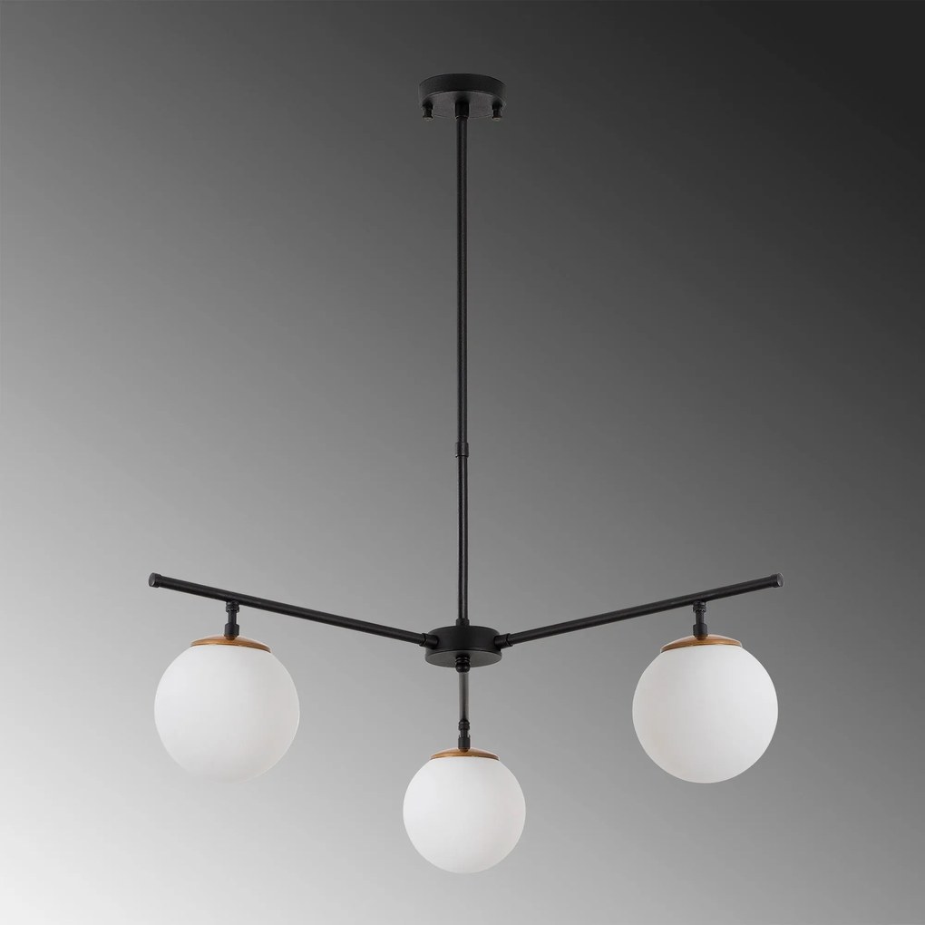 Candeeiro de Teto Atmaca – Preto, Dourado e Branco – 70 x 70 cm