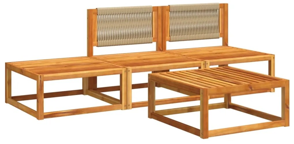 4 pcs conjunto de sofás de jardim com almofadões acácia maciça