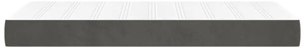 Colchão de molas ensacadas 100x200x20 cm veludo cinza-escuro