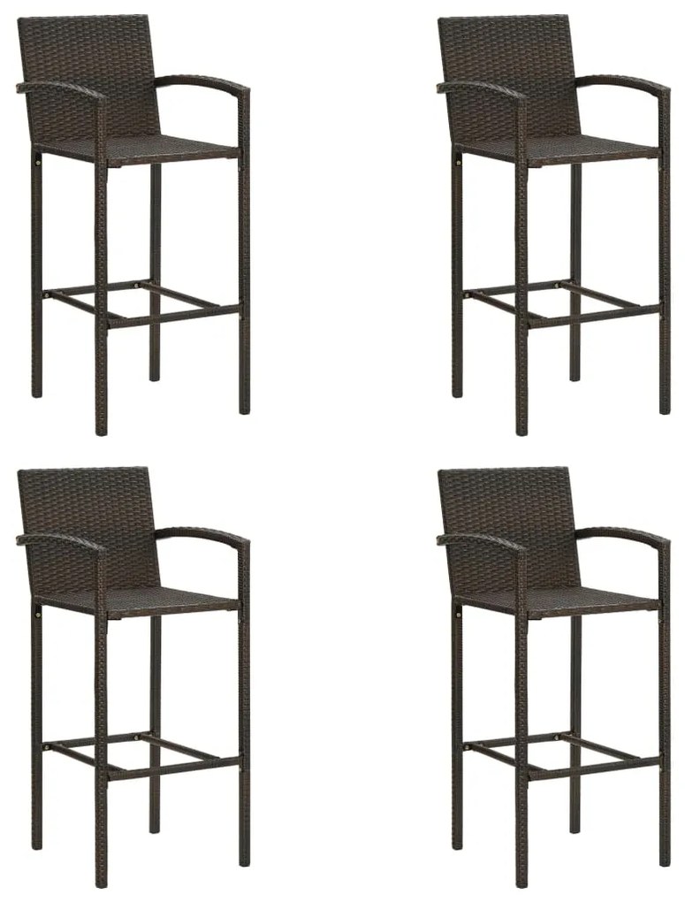 vidaXL Bancos de bar 4 pcs vime PE castanho