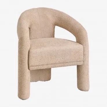 Cadeira De Jantar Com Braços Estofada Greca Chenille Grossa Castanho Latte - Sklum