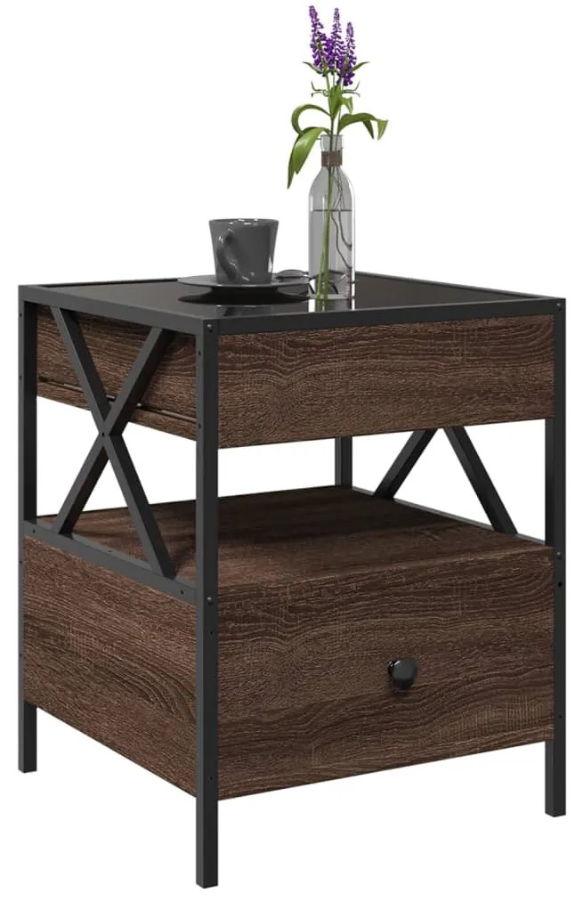 Mesa de centro luzes LED Infinity 40x40x51 cm carvalho castanho