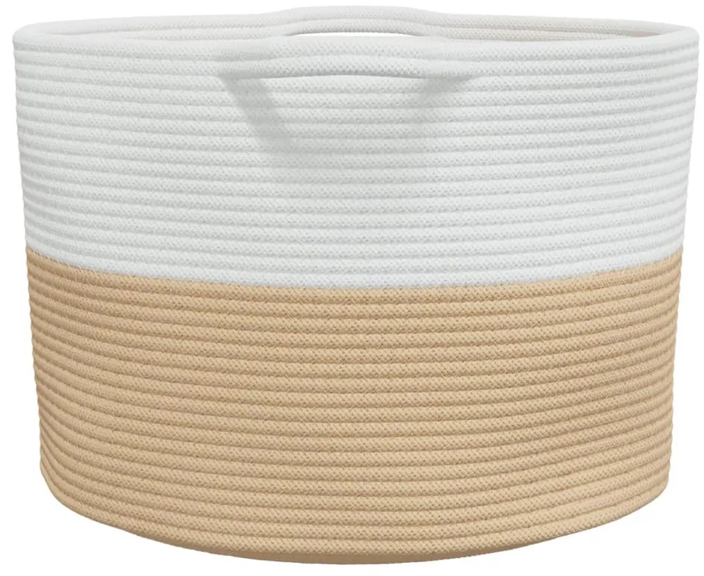 Cesto de arrumação Ø55x36 cm algodão bege e branco