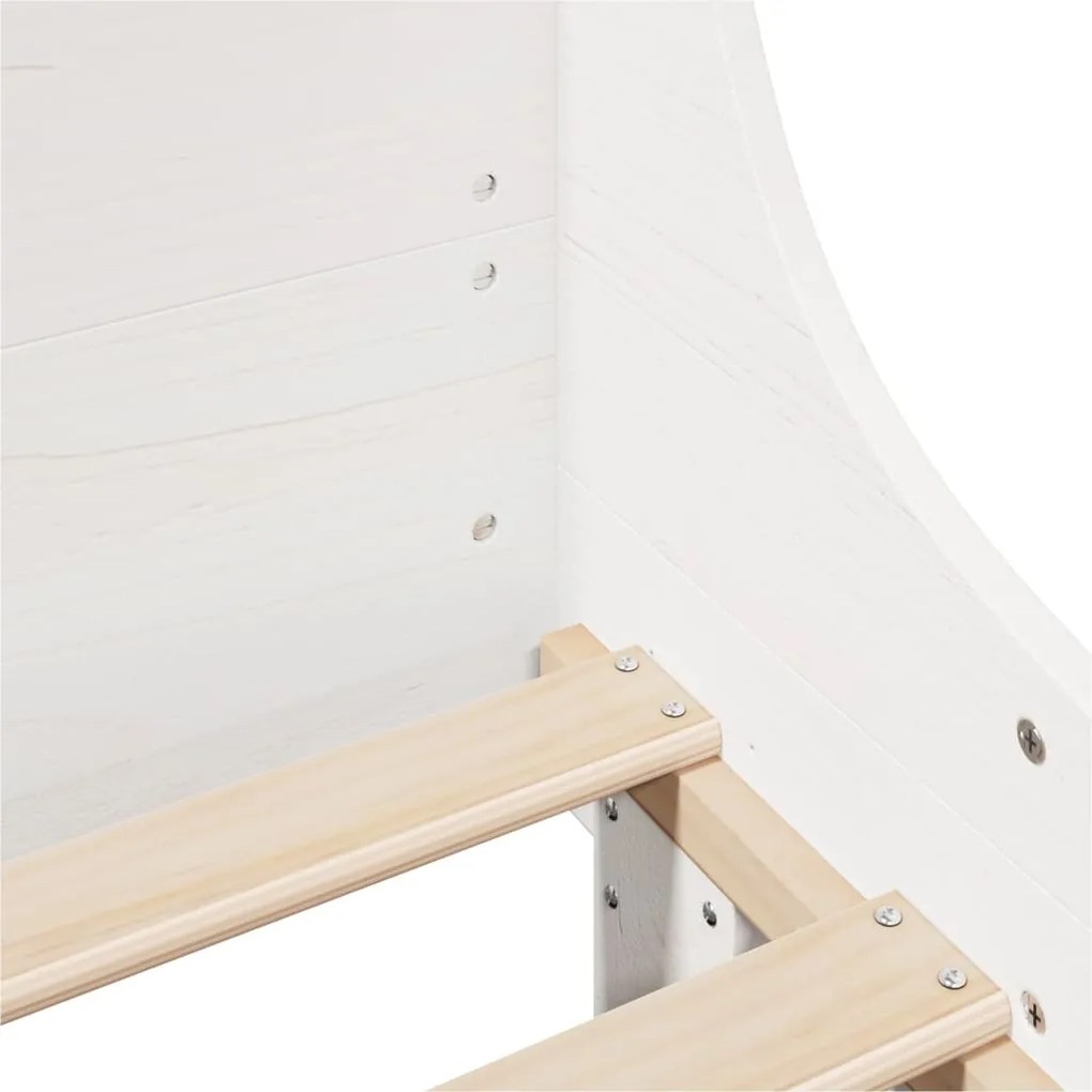 Cama sem colchão 140x200 cm madeira de pinho maciça branco