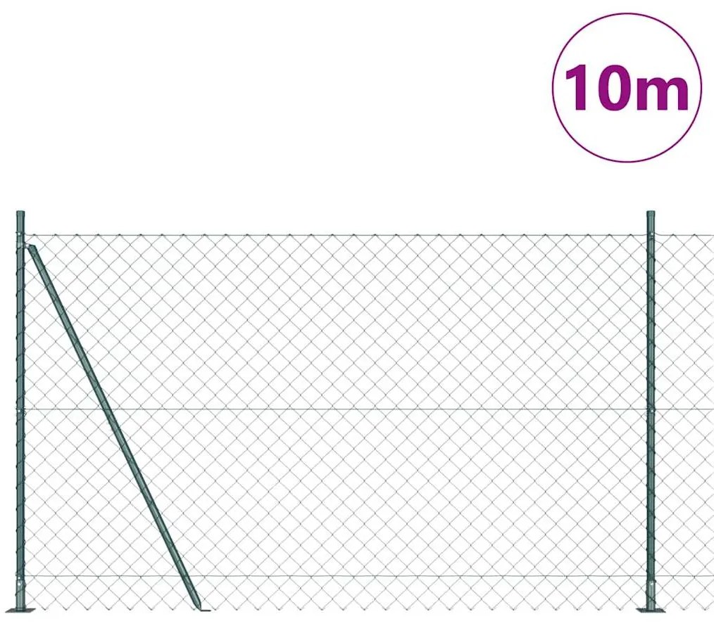 Conjunto de Postes de Cerca Prateado 10 x 1.6 m