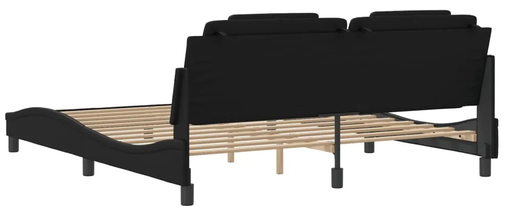 Estrutura de cama c/ cabeceira 180x200cm couro artificial preto