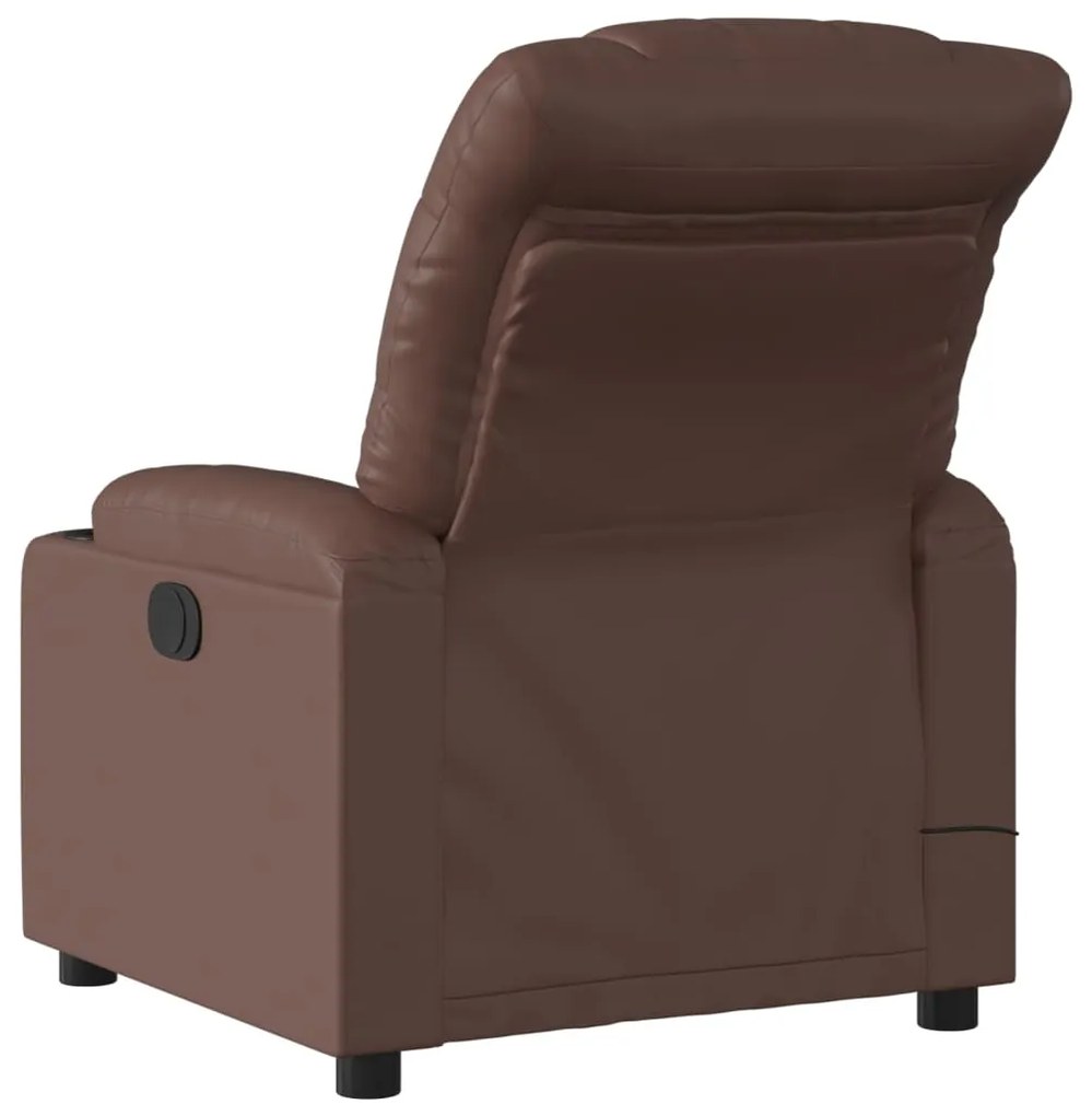 Poltrona de massagens reclinável couro artificial castanho