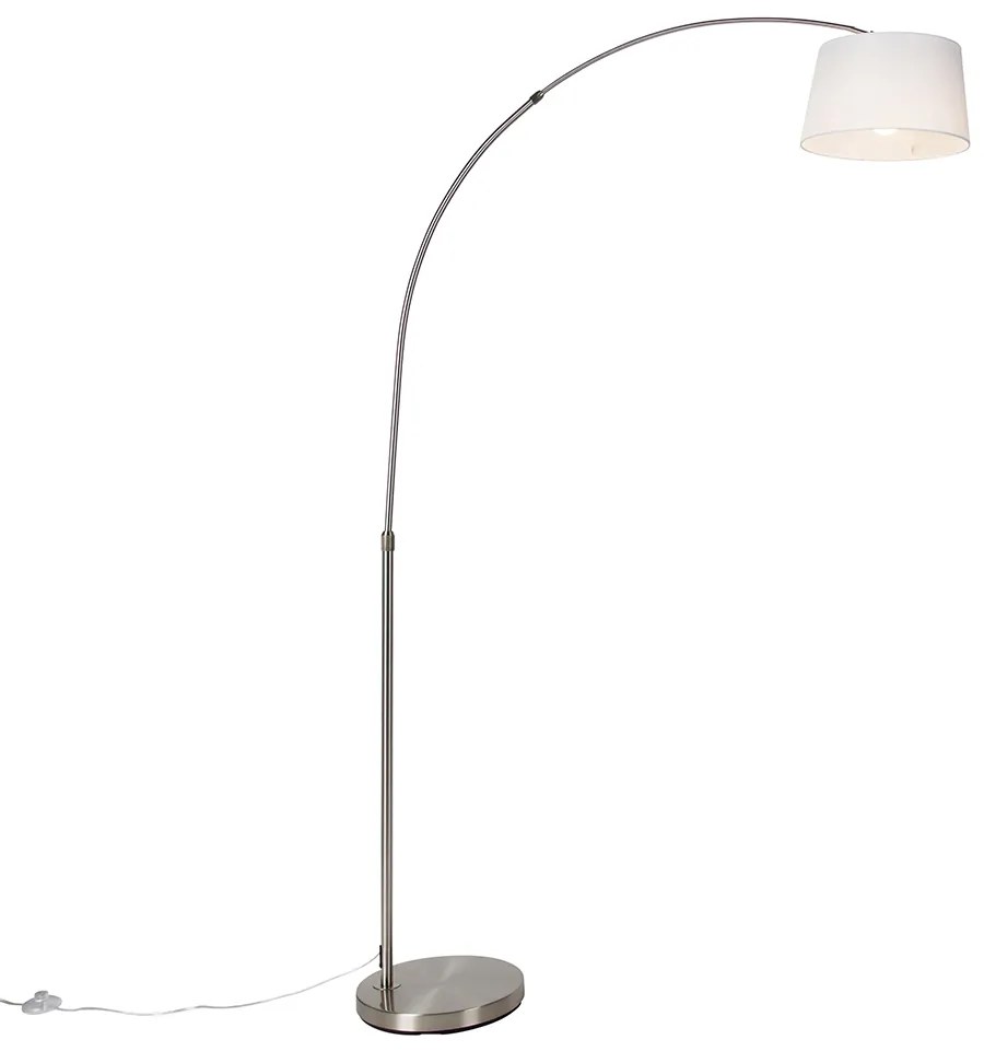 LED Candeeiro de Arco Inteligente Aço com Abajur de Tecido Branco incl. Wifi A60 - Arc Basic Moderno