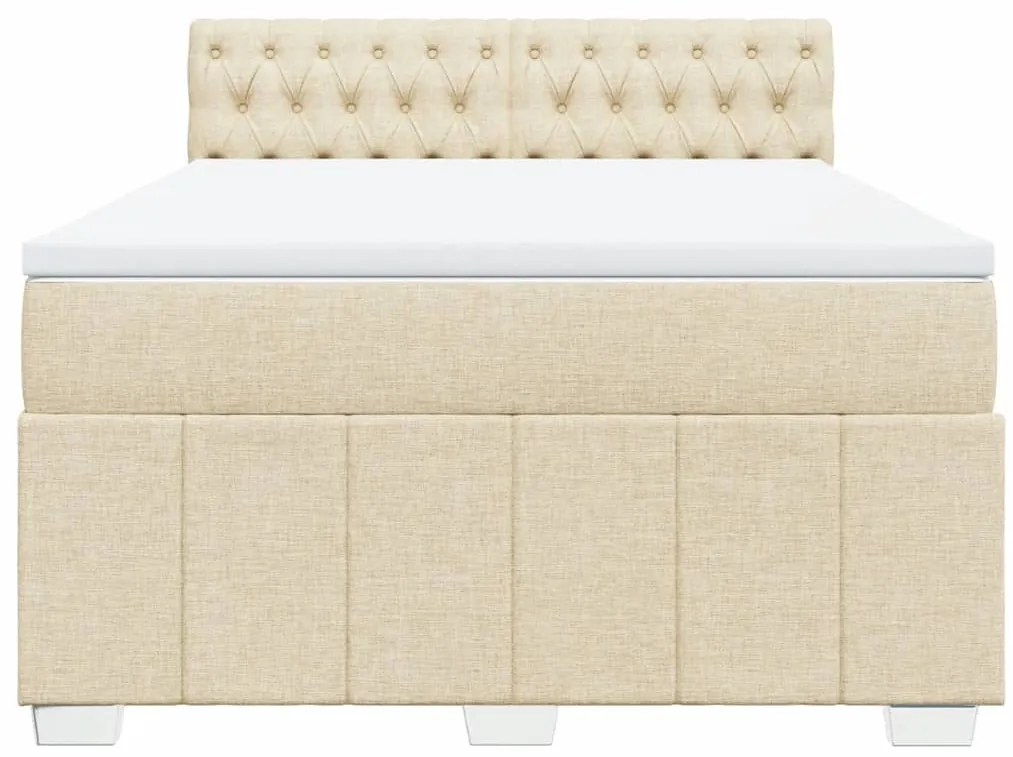Cama com molas/colchão 160x200 cm tecido cor creme