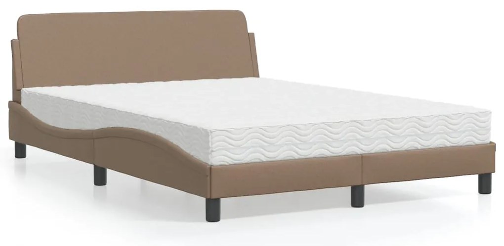 Cama com colchão 140x190 cm couro artificial cappuccino