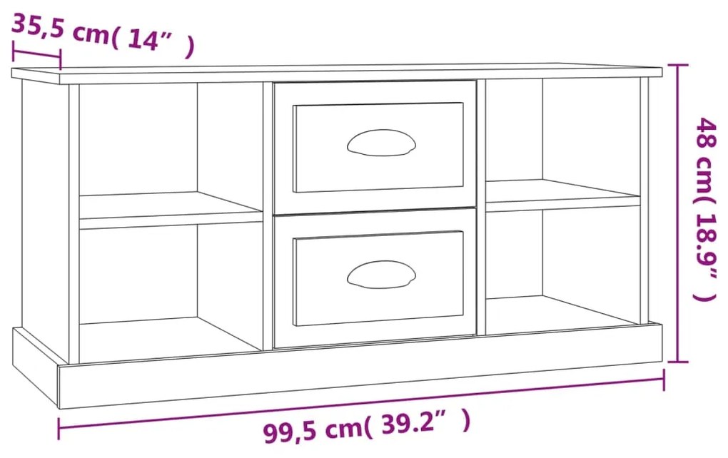 Móvel de TV 99,5x35,5x48 cm derivados de madeira branco brilhante