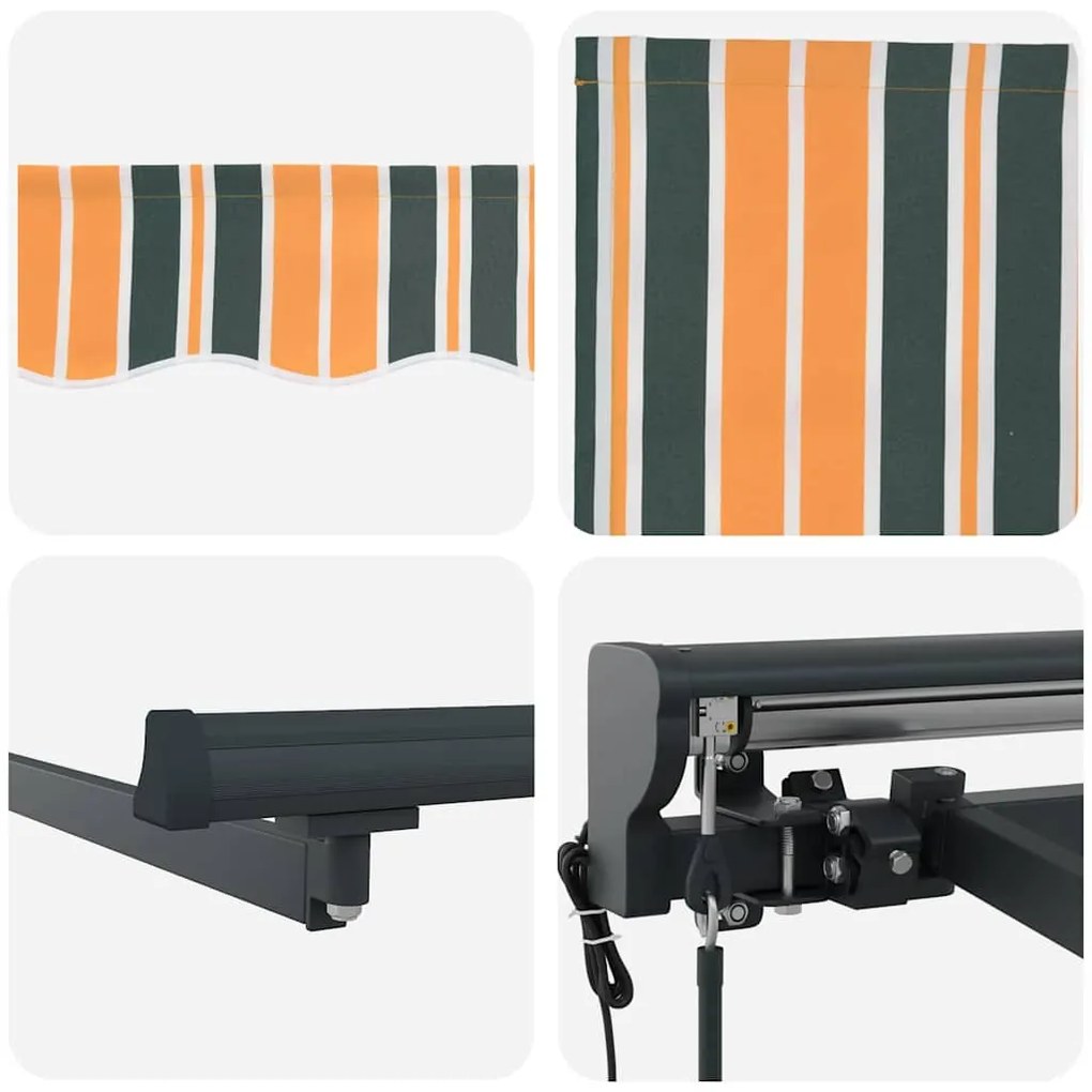 Toldo Retrátil Verde e Amarelo 350x250 cm Poliéster e alumínio
