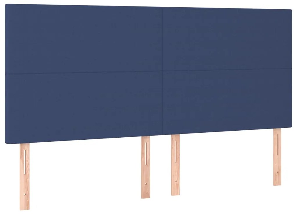 Cabeceira de cama c/ luzes LED tecido 180x5x118/128 cm azul