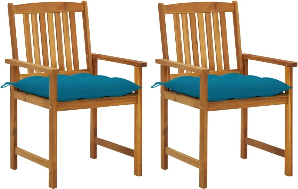 vidaXL Cadeiras de jardim com almofadões 2 pcs acácia maciça