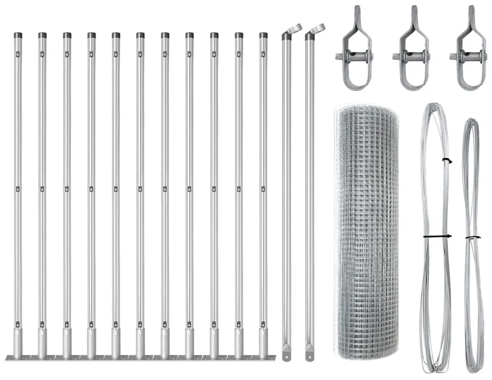 Conjunto de Poste de Cerca 2 Unidades Aço galvanizado 25 x 0.5 m