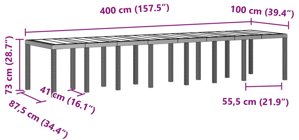 Conjunto de Jantar para Jardim vidaXL com 15 Peças e Almofadas Antraci