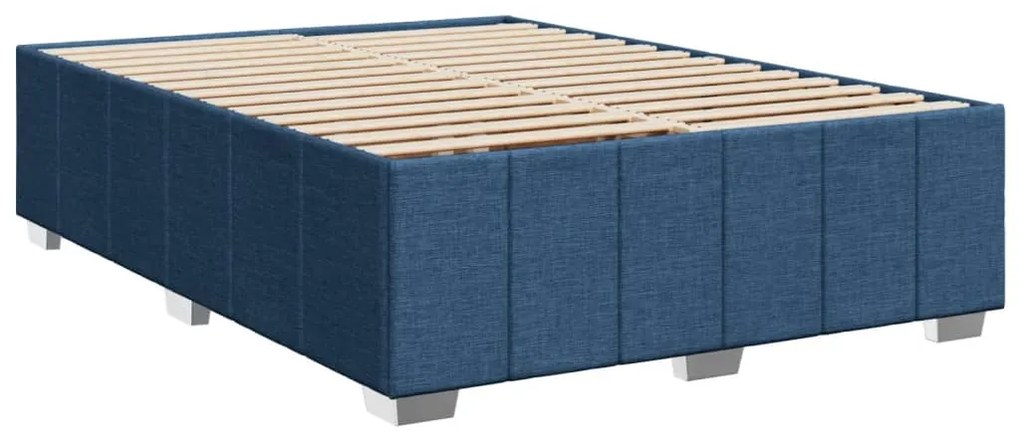 Cama com molas/colchão 160x200 cm tecido azul