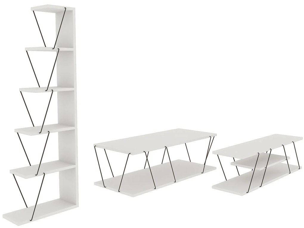 **** Conjunto de Mobiliário de Sala Epsilon – Branco e Preto – Diversa