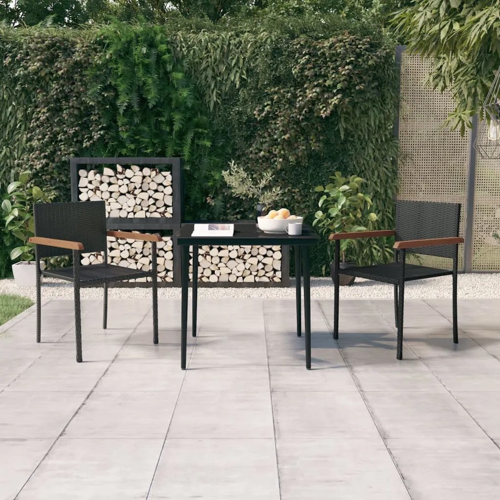 vidaXL 3 pcs conjunto de jantar para jardim preto