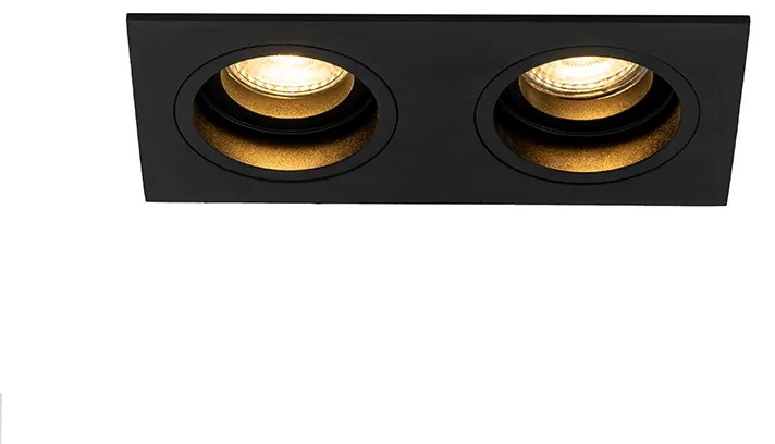 Foco embutido quadrado preto ajustável 2 luzes - Chuck Moderno