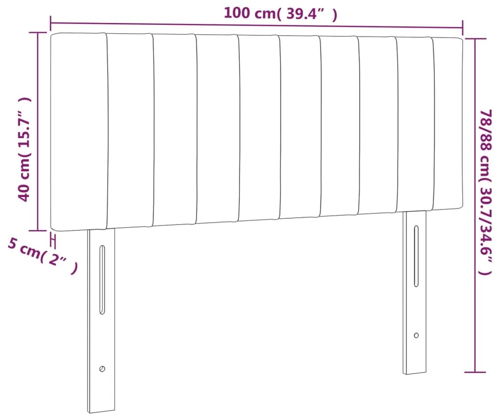 Cabeceira de cama c/ luzes LED tecido 100x5x78/88 cm preto
