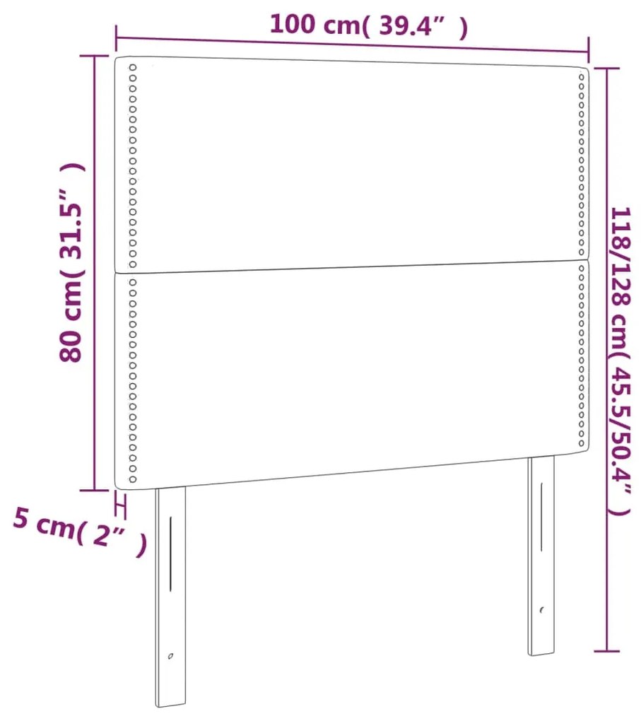 Cabeceira de cama 2 pcs couro artificial 100x5x78/88cm cinzento