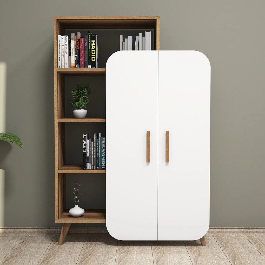 Estante Form – Nogueira e Branco – 90x132x32 cm
