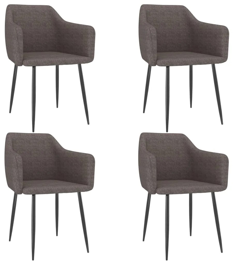vidaXL Cadeiras de jantar 4 pcs tecido cinzento-acastanhado