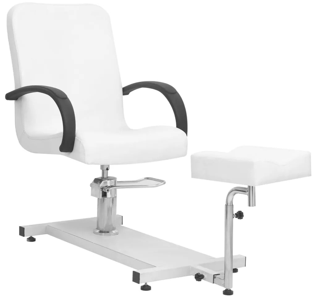vidaXL Cadeira massagens c/ apoio pés 127x60x98 cm couro art. branco