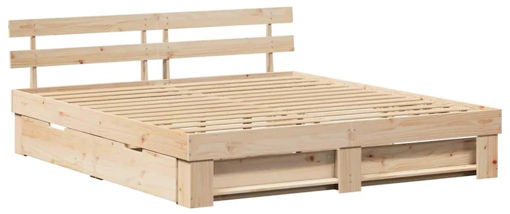 Estrutura da Cama com gaveta com cabeceira com armazenamento Castanho
