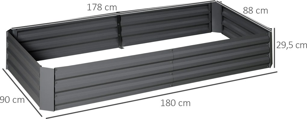 Floreira retangular de metal com suportes para tomates e plantas trepadeiras, 180 x 90 x 29,5 cm