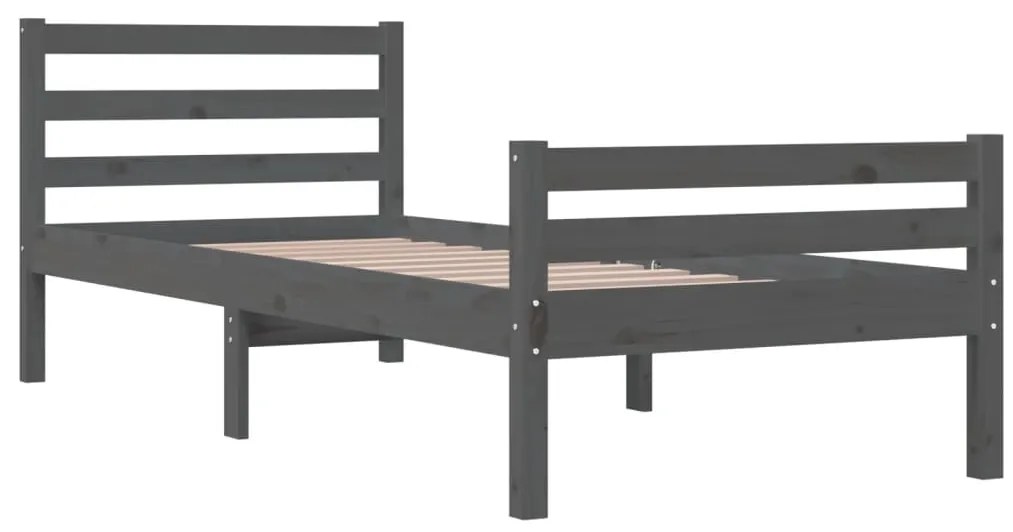 Estrutura de cama 100x200 cm madeira maciça cinzento