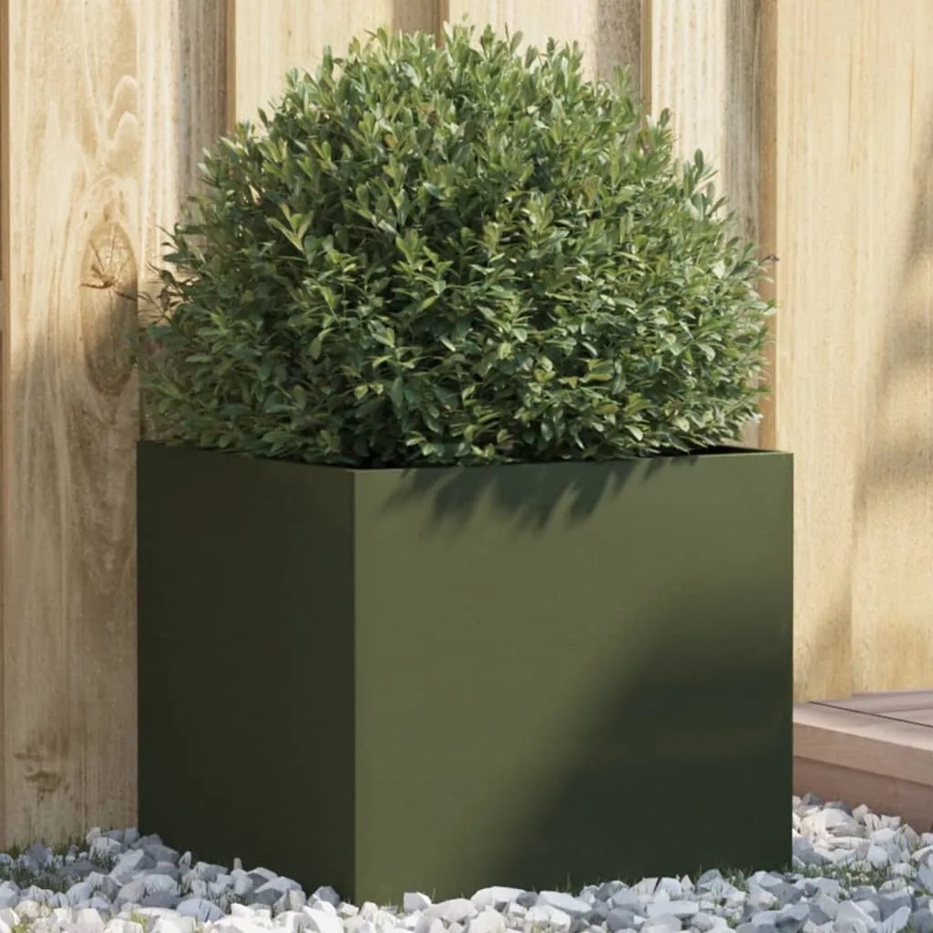 vidaXL Vaso/floreira 42x40x39 cm aço verde azeitona