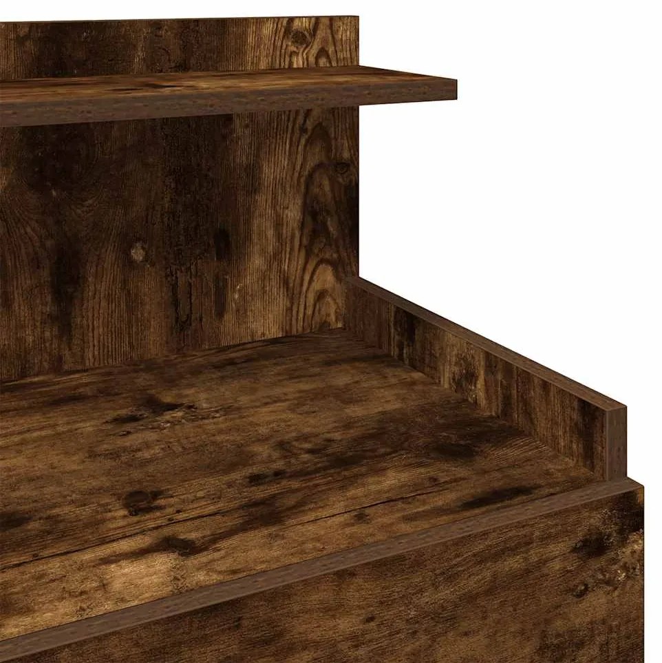 Mesa de cabeceira com 2 gavetas carvalho fumado 40x36,5x62 cm