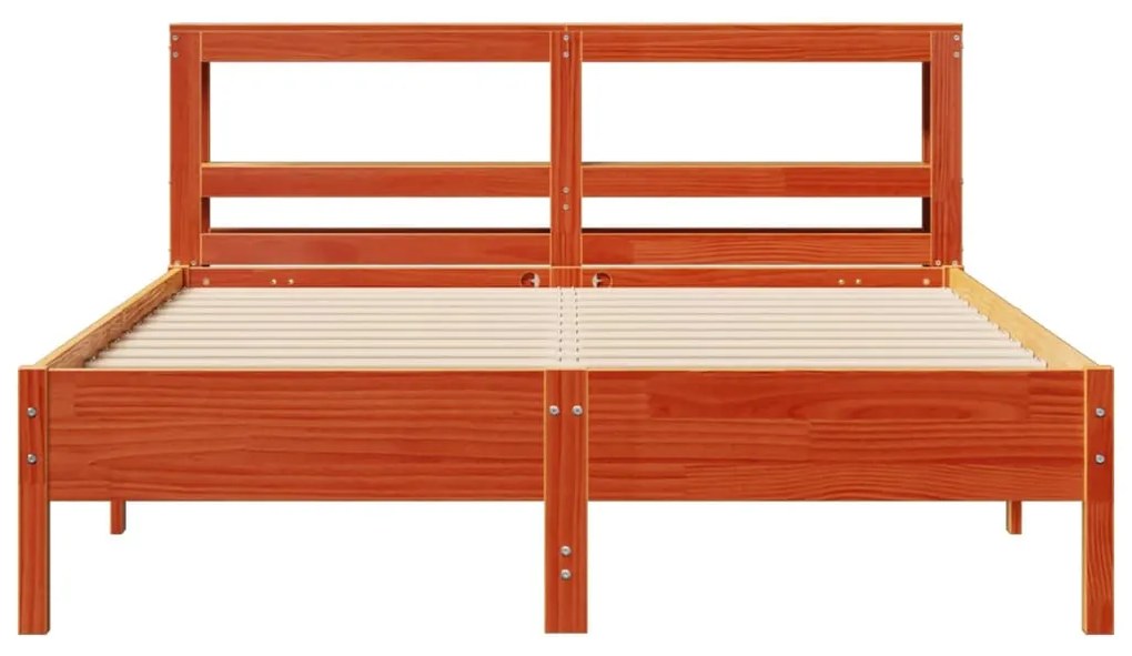 Cama sem colchão 135x190 cm madeira pinho maciça castanho-mel
