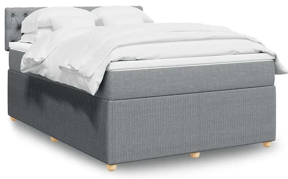 vidaXL Cama com molas/colchão 140x190 cm tecido cinzento-claro