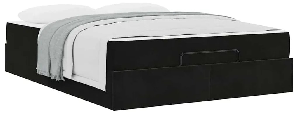 Estrutura da Cama com armazenamento Preto 140 x 200 cm Veludo