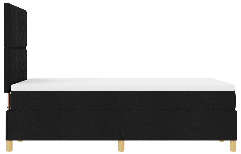 Cama Box Spring com Colchão e LED Preto 120x190 cm Tecido