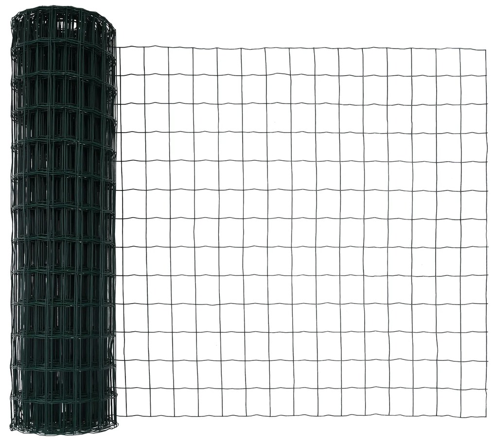 Cerca Euro com 7 Postes 1.4x10 m de Aço Galvanizado Verde