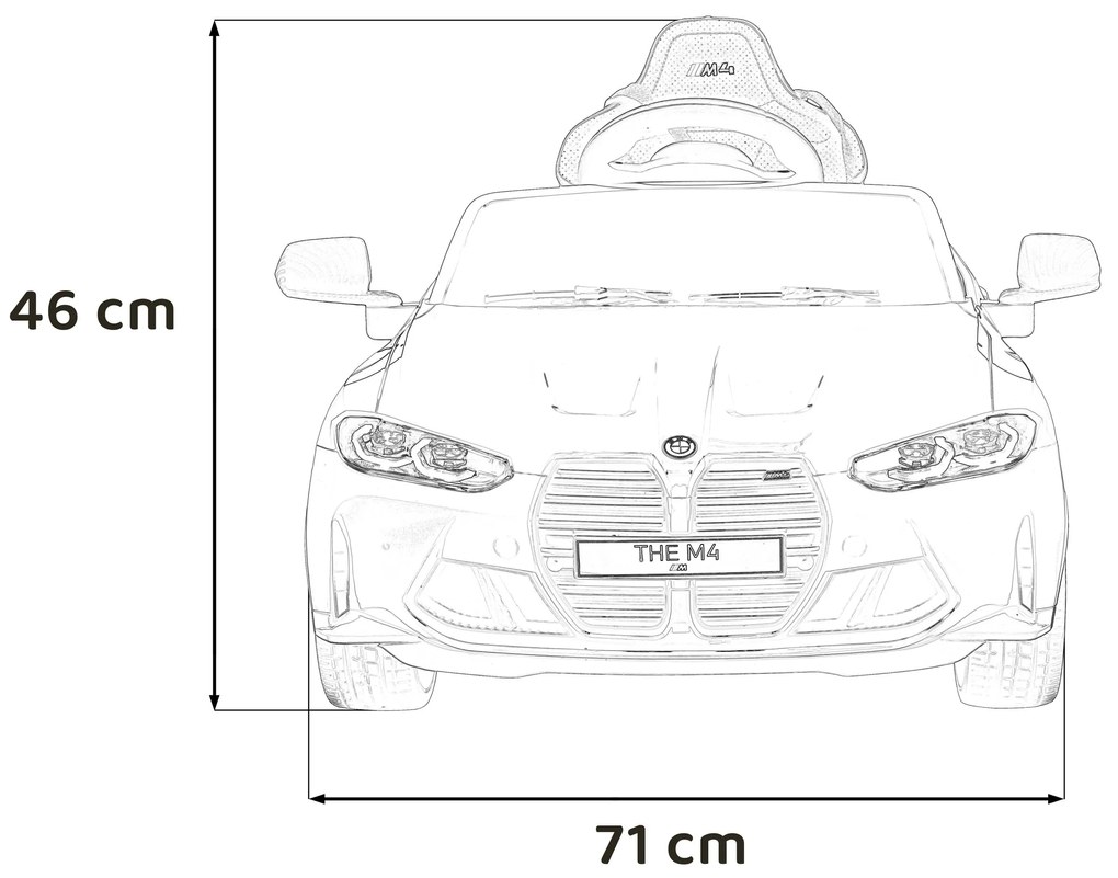 Carro elétrico para Crianças 12V BMW M4 Rodas de EVA, Assento de couro Amarelo