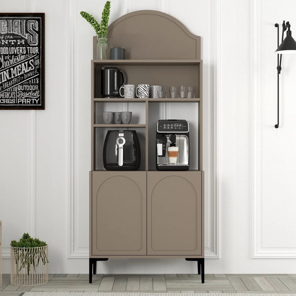 Armário de Cozinha/Sala "Caffè" - Atlas e Preto - 81.3x201x35cm - Desi