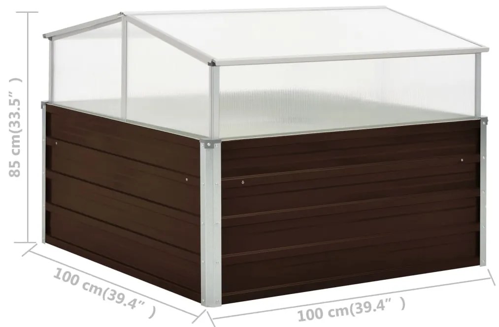 Estufa 100x100x85 cm aço galvanizado castanho