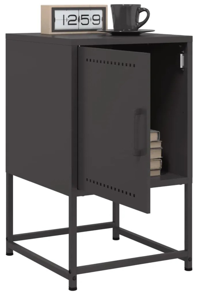 Mesas de cabeceira 2 pcs 36x39x60,5 cm aço preto