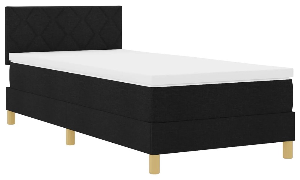 Cama Box Spring com Colchão Preta 90x200 cm Tecido