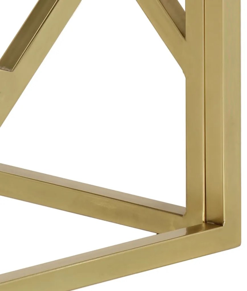 Mesa de centro aço inoxidável e vidro temperado dourado