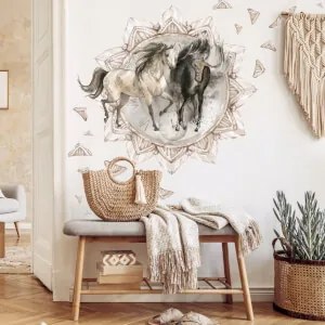 Autocolante de parede para adolescentes - Cavalos em estilo boho