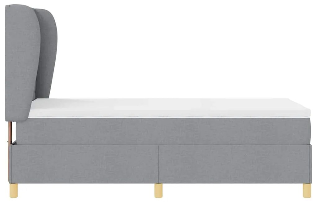 Cama Box Spring vidaXL com Colchão Cinza Claro 80x200 cm Tecido