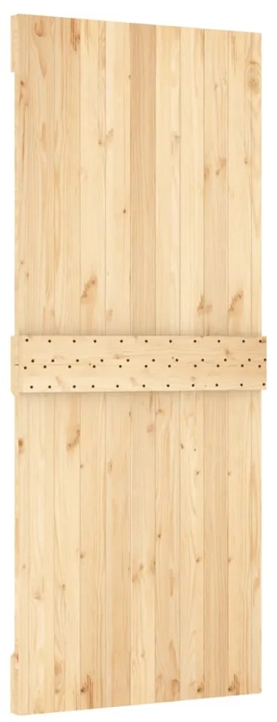 Porta de correr com ferragens 85x210 cm madeira de pinho maciça