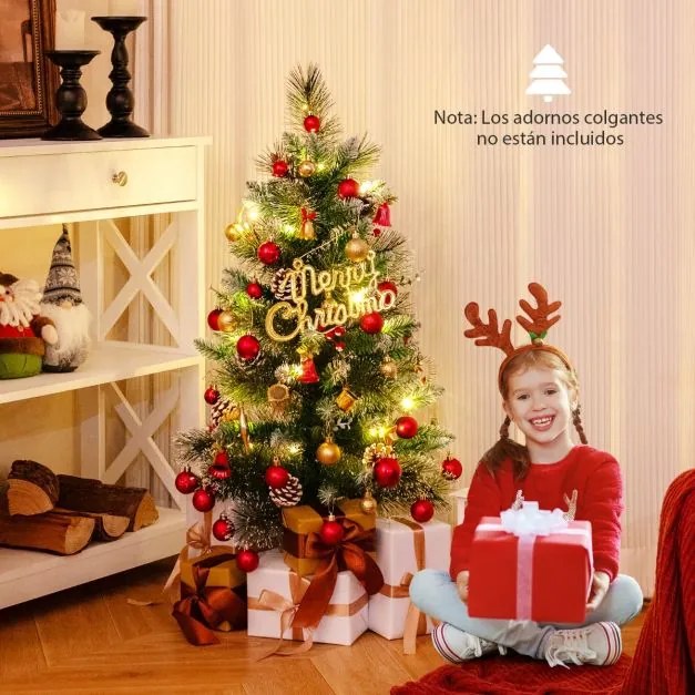 Árvore de Natal artificial pré-iluminada de 90 cm Funciona com pilhas com 81 pontas de PVC e pinheiro 20 luzes LED 8 modos Verde