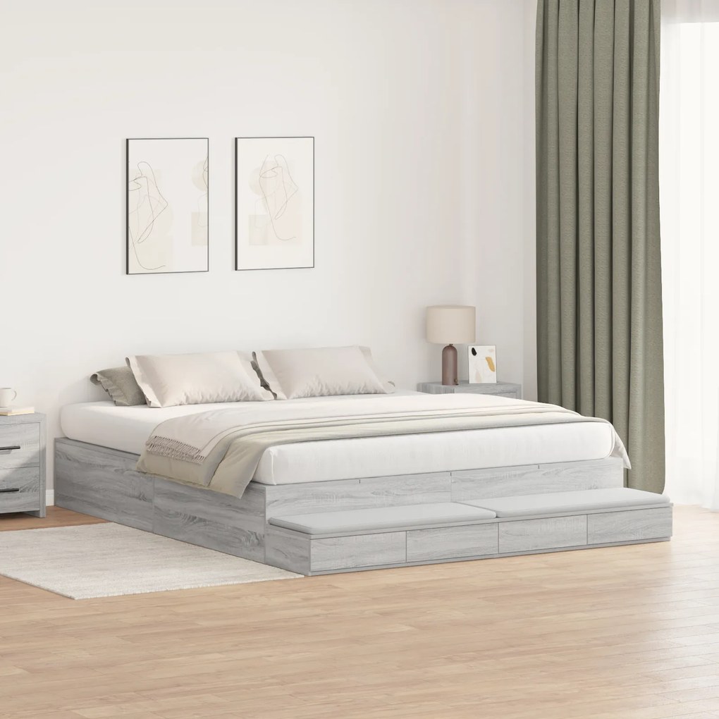 Estrado de Cama Cinzento Sonoma 200x200 cm